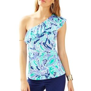 Lilly Pulitzer Neveah One Shoulder Top in Nice Ink